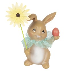 Clayre & Eef Figurine Rabbit 11x9x15 cm Brown White Polyresin