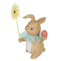 Clayre & Eef Figurine Rabbit 11x9x15 cm Brown White Polyresin