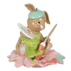 Clayre & Eef Figurine Rabbit 15x15x15 cm Brown Green Polyresin