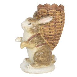 Clayre & Eef Porte-bougie Lapin 11x7x14 cm Marron Plastique