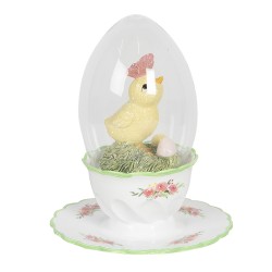 Clayre & Eef Figurine Chicken 15 cm White Yellow Polyresin