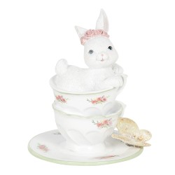 Clayre & Eef Figurine Rabbit 12x12x15 cm White Polyresin