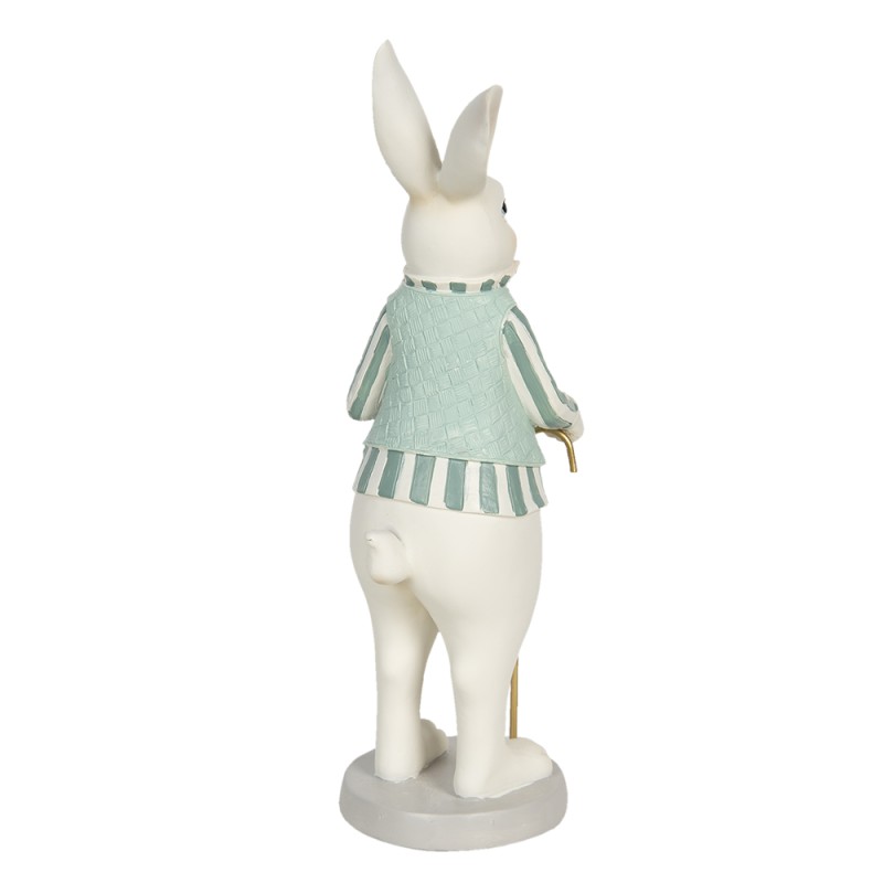 Clayre & Eef Figurine Lapin 12x9x31 cm Blanc Vert Polyrésine