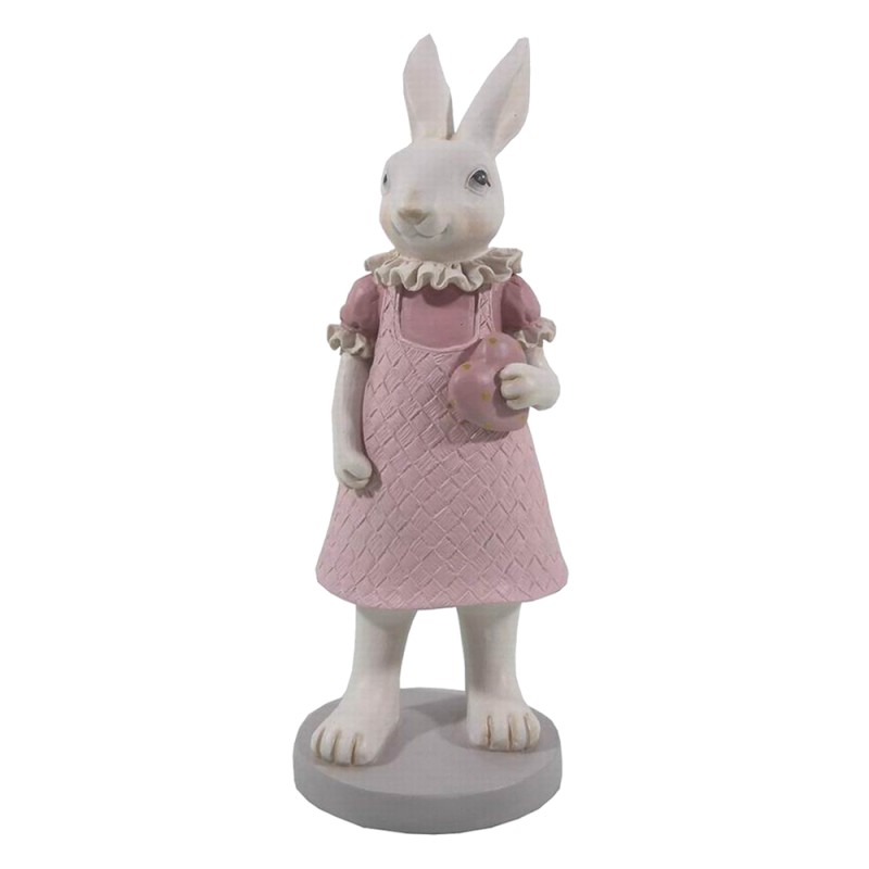 Clayre & Eef Figurine Lapin 9x8x20 cm Blanc Rose Polyrésine