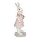 Clayre & Eef Figurine Lapin 9x8x20 cm Blanc Rose Polyrésine