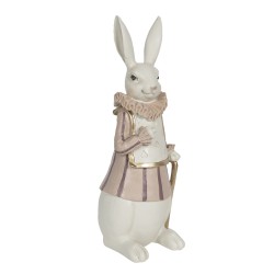 Clayre & Eef Figurine Lapin 11x10x27 cm Blanc Rose Polyrésine