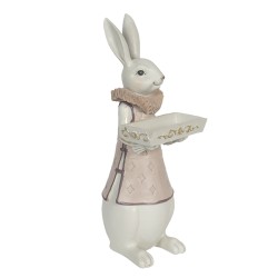 Clayre & Eef Figurine Lapin 15x13x37 cm Blanc Rose Polyrésine