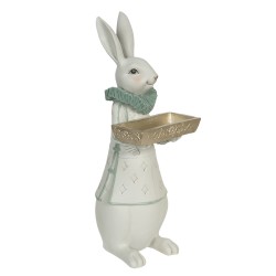 Clayre & Eef Figurine Lapin 15x13x37 cm Blanc Polyrésine