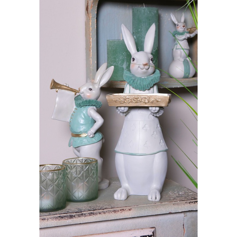 Clayre & Eef Figurine Rabbit 15x13x37 cm White Polyresin