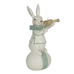 Clayre & Eef Figurine Lapin 8x7x17 cm Blanc Bleu Polyrésine