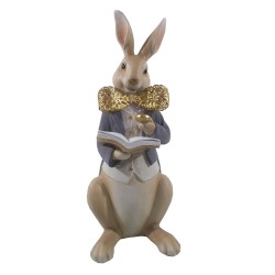 Clayre & Eef Figurine Lapin 15x13x40 cm Marron Gris Polyrésine