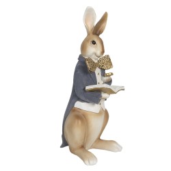 Clayre & Eef Figurine Lapin 15x13x40 cm Marron Gris Polyrésine