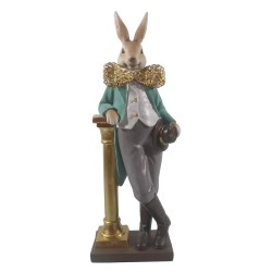 Clayre & Eef Figurine Lapin 15x9x45 cm Marron Gris Polyrésine