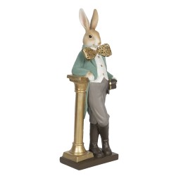 Clayre & Eef Figurine Lapin 15x9x45 cm Marron Gris Polyrésine