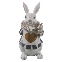 Clayre & Eef Figurine Rabbit 17x14x33 cm White Polyresin