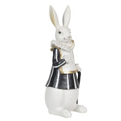 Clayre & Eef Figurine Lapin 11x10x27 cm Blanc Bleu Polyrésine