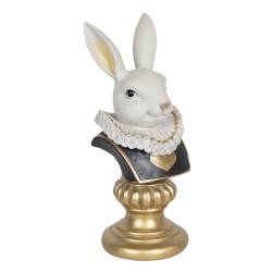 Clayre & Eef Figurine Lapin 12x11x29 cm Blanc Couleur or Polyrésine