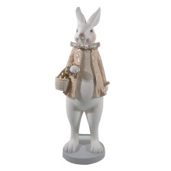 Clayre & Eef Figurine Rabbit 17x15x53 cm White Gold colored Polyresin