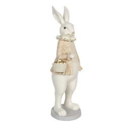 Clayre & Eef Figurine Rabbit 17x15x53 cm White Gold colored Polyresin