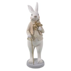 Clayre & Eef Figurine Lapin 12x9x31 cm Blanc Polyrésine