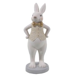 Clayre & Eef Figurine Rabbit 9x8x20 cm White Polyresin