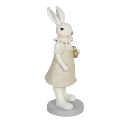 Clayre & Eef Figurine Lapin 9x8x20 cm Blanc Polyrésine