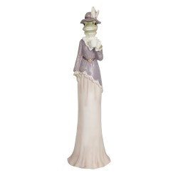 Clayre & Eef Statuetta Rana 7x7x32 cm Beige Viola Poliresina