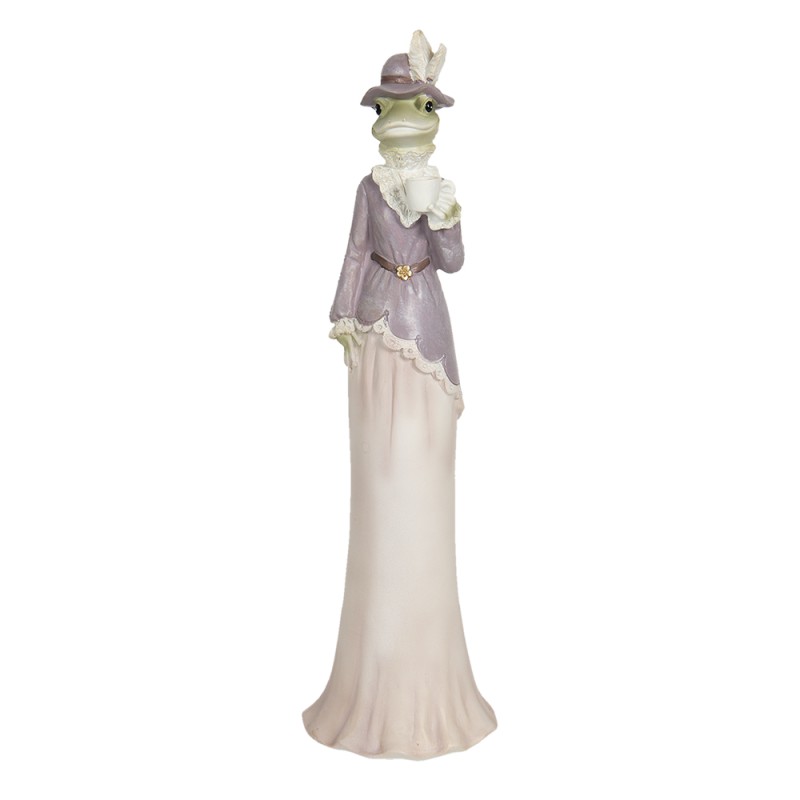 Clayre & Eef Figurine Grenouille 7x7x32 cm Beige Violet Polyrésine