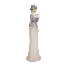 Clayre & Eef Figur Frosch 7x7x32 cm Beige Violett Polyresin