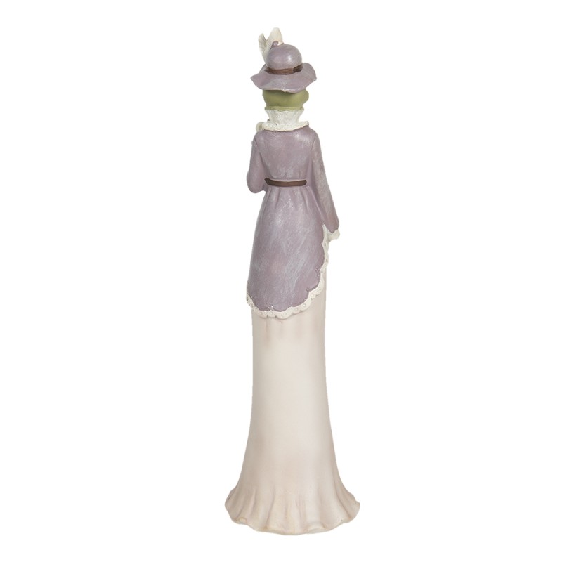 Clayre & Eef Statuetta Rana 7x7x32 cm Beige Viola Poliresina