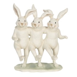 Clayre & Eef Figurine Lapin 16x9x19 cm Blanc Polyrésine Rectangle