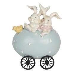 Clayre & Eef Figurine Rabbit 10x7x13 cm Blue Polyresin