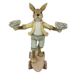 Clayre & Eef Figurine Lapin 16 cm Marron Bleu Polyrésine