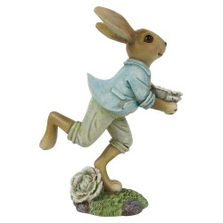 Clayre & Eef Figurine Lapin 15 cm Marron Bleu Polyrésine