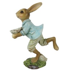 Clayre & Eef Figurine Lapin 15 cm Marron Bleu Polyrésine