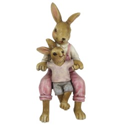 Clayre & Eef Figurine Lapin 15 cm Rose Polyrésine