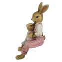 Clayre & Eef Figurine Lapin 15 cm Rose Polyrésine