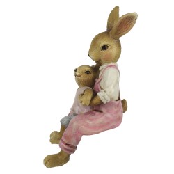 Clayre & Eef Figurine Lapin 15 cm Rose Polyrésine