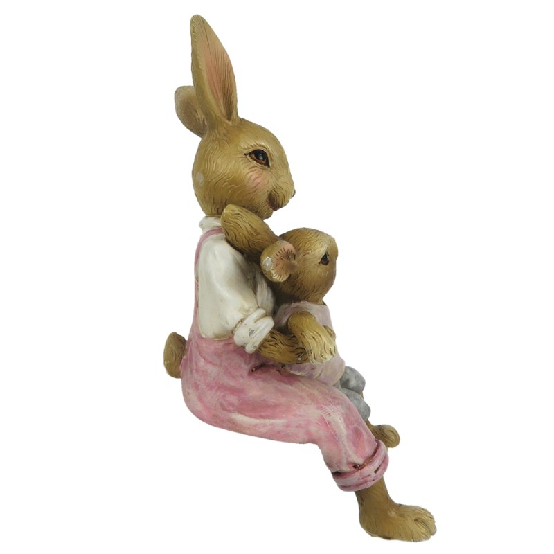 Clayre & Eef Figurine Lapin 15 cm Rose Polyrésine