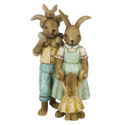 Clayre & Eef Figurine Lapin 15 cm Vert Marron Polyrésine