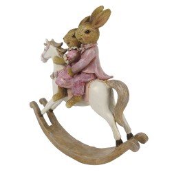 Clayre & Eef Figurine Lapin 14 cm Rose Blanc Polyrésine