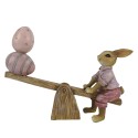 Clayre & Eef Figurine Rabbit 12 cm Brown Pink Polyresin