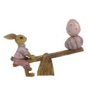 Clayre & Eef Figurine Rabbit 12 cm Brown Pink Polyresin