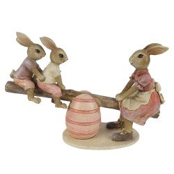 Clayre & Eef Figurine Lapin 13 cm Rose Polyrésine