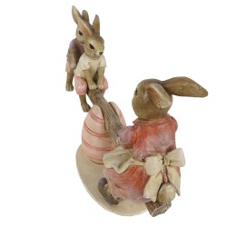 Clayre & Eef Figurine Lapin 13 cm Rose Polyrésine