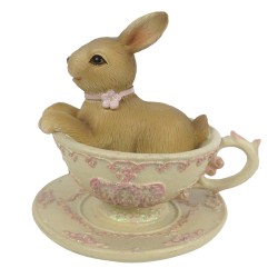 Clayre & Eef Figurine Lapin 8 cm Marron Polyrésine