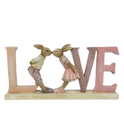 Clayre & Eef Statuetta Coniglio 19x3x9 cm Rosa Poliresina Love