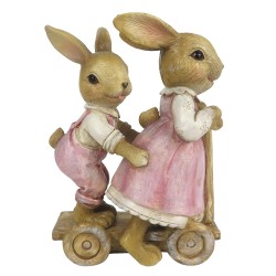 Clayre & Eef Figurine Lapin 8x4x11 cm Rose Polyrésine