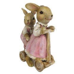 Clayre & Eef Figurine Lapin 8x4x11 cm Rose Polyrésine