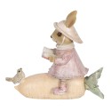 Clayre & Eef Statuetta Coniglio 13x5x11 cm Beige Rosa  Poliresina